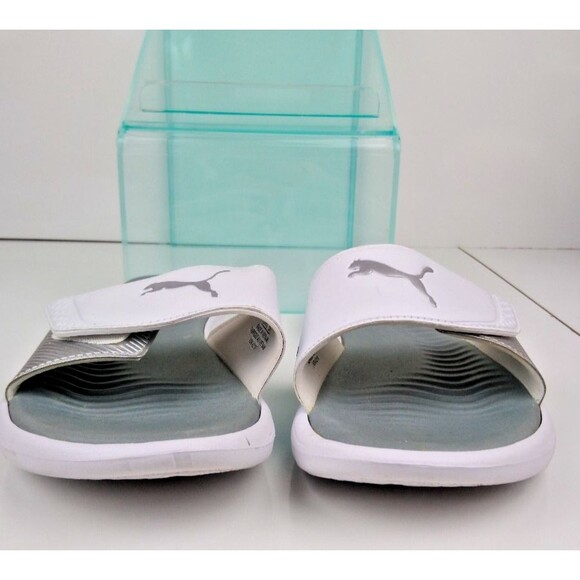 Puma Surfcat Beach Slides White Silver Pool Sandals VSK-0218 Women's Size 9 - Picture 3 of 8